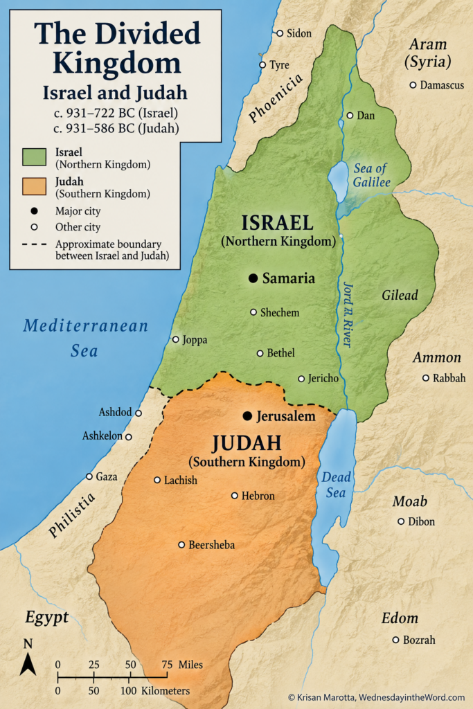 Map of the Divided Kingdom of Israel & Judah | WednesdayintheWord.com