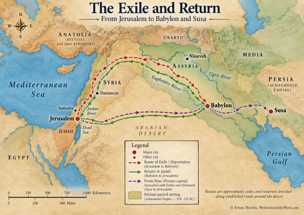 Map of Exile & Return of Ancient Israelites | WednesdayintheWord.com