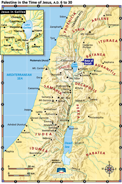 Palestine at the time of Jesus from Holman Bible Atlas.